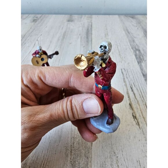 Lemax skeleton band musical drinking‎ people accessory Halloween set guitar - Picture 6 of 11